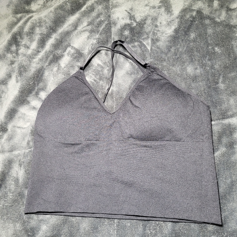 Cross Back Crop Top With Built In Bra